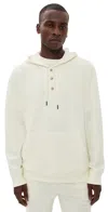 Onia Waffle Half Button Hoodie Egret In White