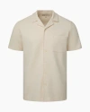 Onia Cotton Blend Textured Knit Button Down Camp Shirt In Salt