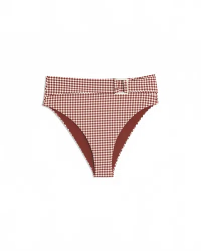 Onia Women's Anais Bikini Bottom In Paprika White Gingham In Red