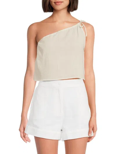 Onia Women's Crinkle Gauze Cotton One-shoulder Top In Neutral