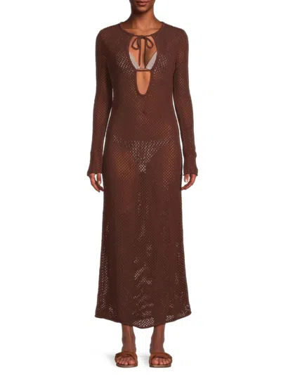 Onia Women's Crochet Cutout Maxi Cover-up Dress In Brown
