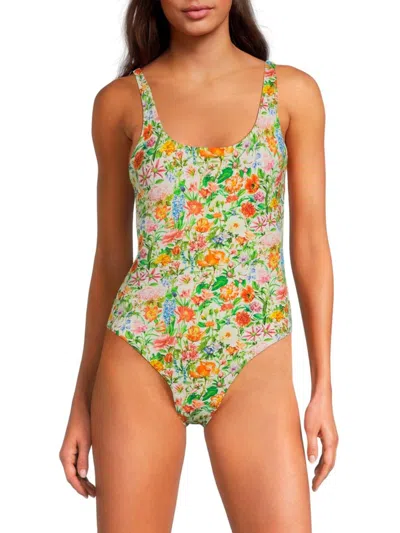 Onia Women's Floral Scoop One Piece Swimsuit In Lily White