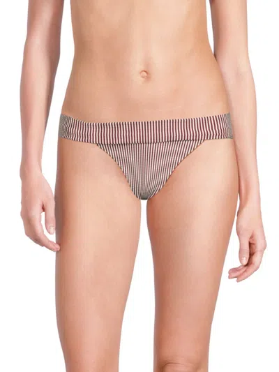 Onia Women's Karina Striped Bikini Bottom In Pomegranate