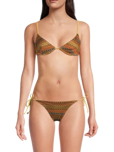 Onia Women's Liana Printed Bikini Top In Pale Gold