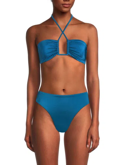 Onia Women's Michela Shimmer Bikini Top In Mykonos Blue