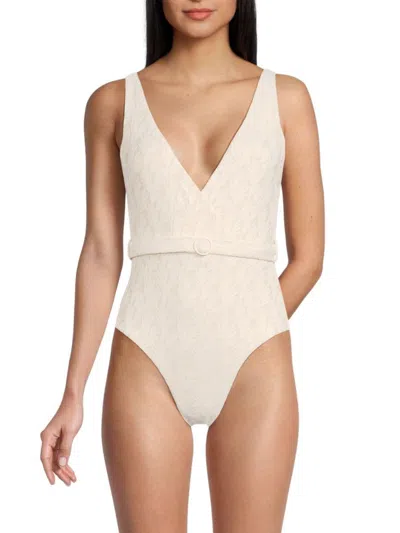 Onia Women's Michelle Plunging Belted One Piece Swimsuit In Neutral
