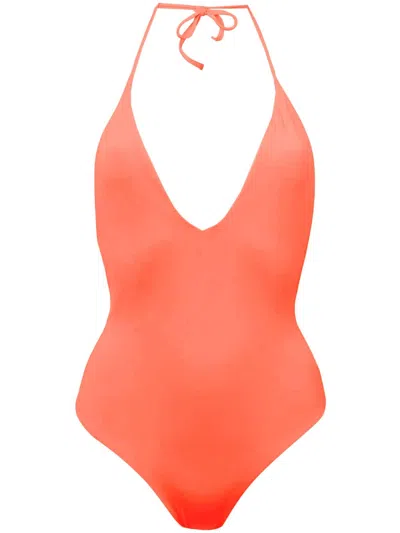 Onia Women Nina Halter Strap One-piece Bathing Suit In Salmon Pink In Orange