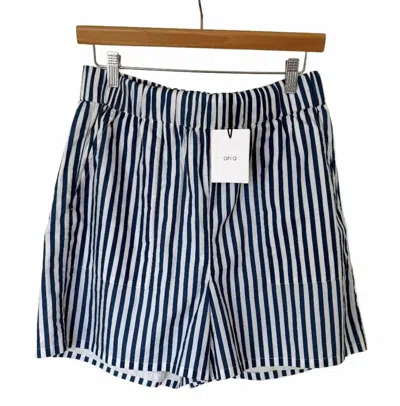 Onia Women's Poplin Home Short In Yuk Dark Denim/white Stripe In Blue