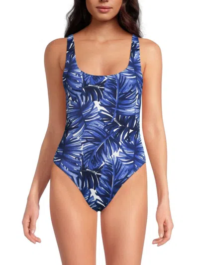 Onia Women's Rachel Leaf Print One Piece Swimsuit In Deep Ultramarine