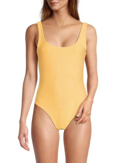 Onia Women's Rachel Striped Bodysuit In Citrus White