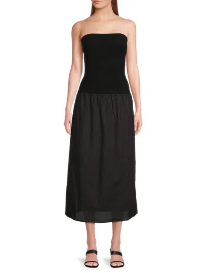 Onia Women's Smocked Bodice Maxi Dress In Black