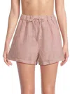 Onia Women's Striped Linen Blend Shorts In Dark Red White Stripe