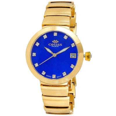 Oniss On5559ss Quartz Blue Dial Ladies Watch On5559ssgbu In Gold