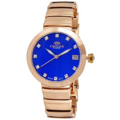 Oniss On5559ss Quartz Blue Dial Ladies Watch On5559ssrgbu In Gold