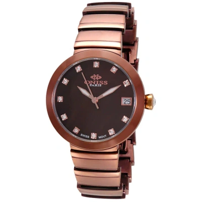 Oniss On5559ss Quartz Brown Dial Ladies Watch On5559ssipbn In Gold