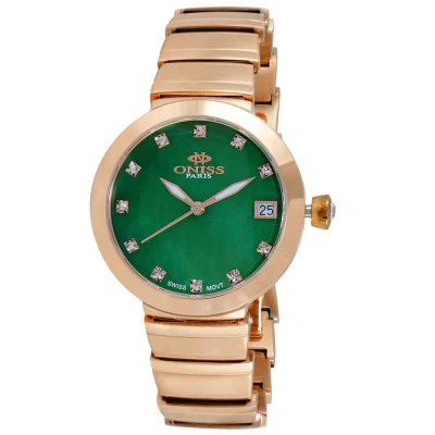 Oniss On5559ss Quartz Green Dial Ladies Watch On5559ssrgn In Gold