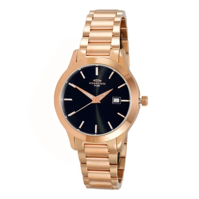 Oniss Onj4441 Blackdial Ladies Watch Onj4441-0lrgbk In Black / Gold Tone / Rose / Rose Gold Tone