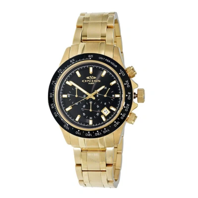 Oniss Onz6612 Chronograph Tachymeter Black Dial Men's Watch On6612-mgbk In Gold