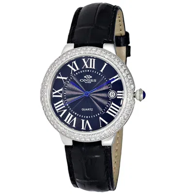 Oniss Women's Glam Black Dial Watch In Silver