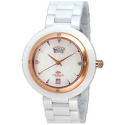 Pre-owned Oniss Women's Luxur White Dial Watch - On609-mrg Wwht