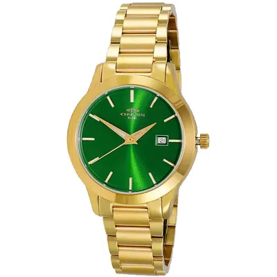 Oniss Women's Royal Green Dial Watch In Gold