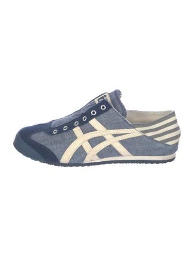 Pre-owned Onitsuka Tiger Canvas Colorblock Pattern Sneakers In Blue