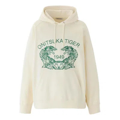 Onitsuka Tiger Graphic Hoodie 'off White Green' In Brown