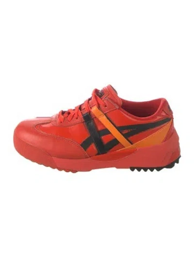 Pre-owned Onitsuka Tiger Leather Colorblock Pattern Athletic Sneakers In Orange