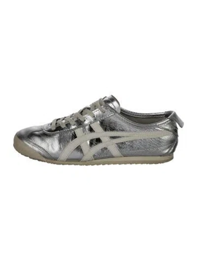Pre-owned Onitsuka Tiger Leather Colorblock Pattern Sneakers In Silver