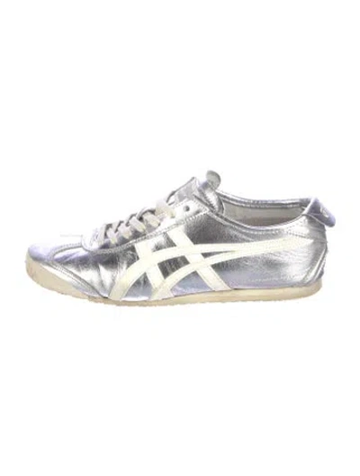 Pre-owned Onitsuka Tiger Leather Colorblock Pattern Sneakers In Silver