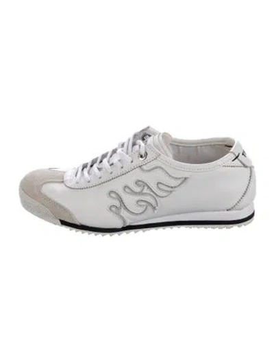 Pre-owned Onitsuka Tiger Leather Colorblock Pattern Sneakers In White