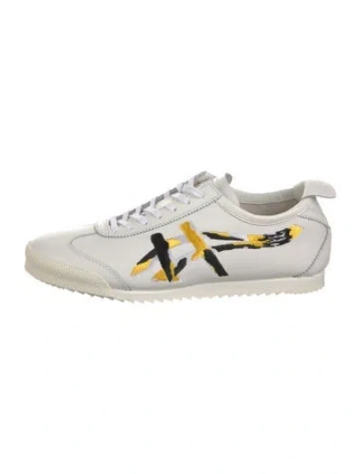 Pre-owned Onitsuka Tiger Leather Graphic Print Athletic Sneakers In White