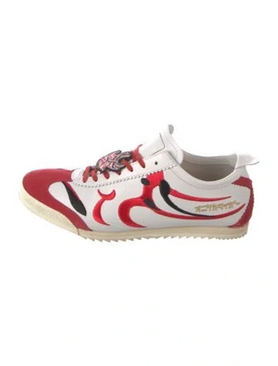 Pre-owned Onitsuka Tiger Leather Graphic Print Athletic Sneakers In White