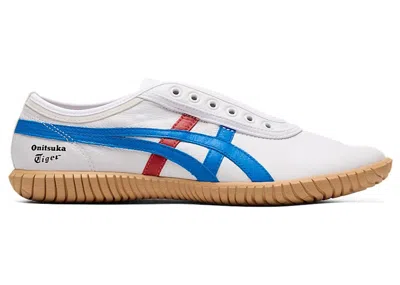 Pre-owned Onitsuka Tiger Men's  Tsunahiki Slipon Red Sneakers In White/directoire Blue In Multi