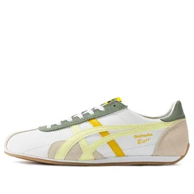 Onitsuka Tiger Runspark Shoes 'white Olive Green Yellow' In Animal Print