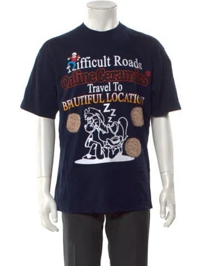 Pre-owned Online Ceramics '1000 Miles From Nowhere' Graphic Print T-shirt In Blue