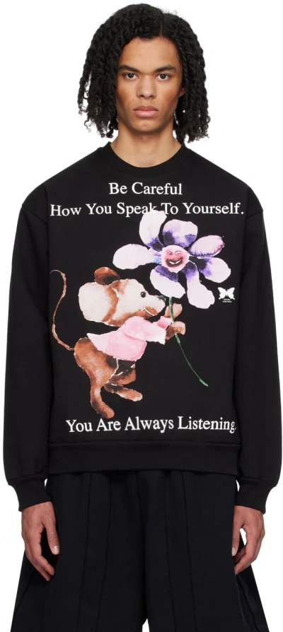 Online Ceramics Black 'you Are Always Listening' Sweatshirt In Off-black