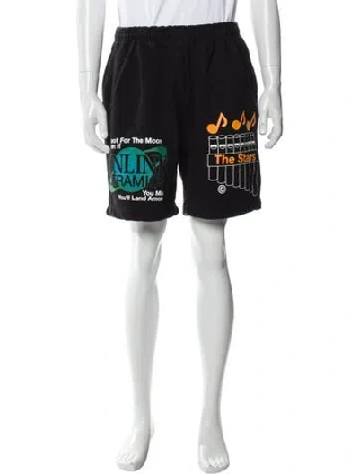 Pre-owned Online Ceramics Graphic Print Athletic Shorts In Black