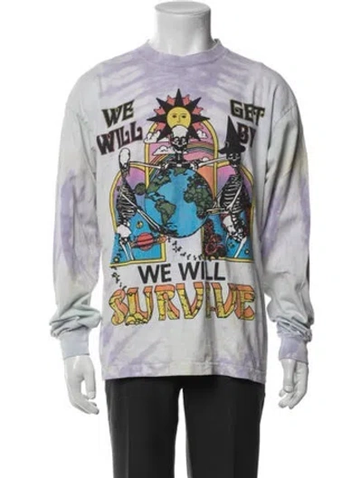 Pre-owned Online Ceramics Graphic Print Crew Neck Henley In Multi