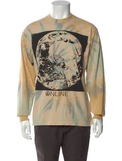 Pre-owned Online Ceramics Graphic Print Crew Neck Henley In Neutral