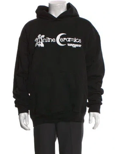 Pre-owned Online Ceramics Graphic Print Crew Neck Hoodie In Black