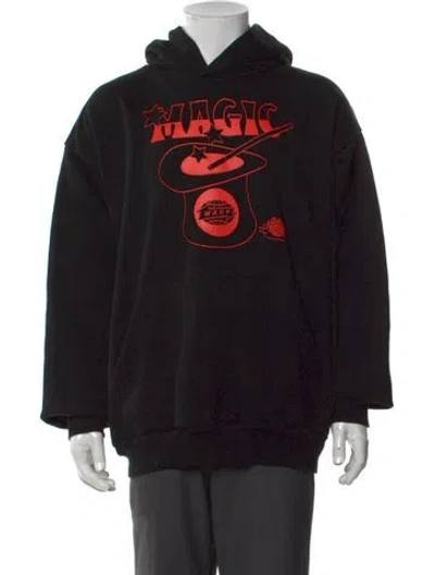 Pre-owned Online Ceramics Graphic Print Crew Neck Hoodie In Black