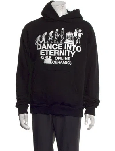 Pre-owned Online Ceramics Graphic Print Crew Neck Hoodie In Black