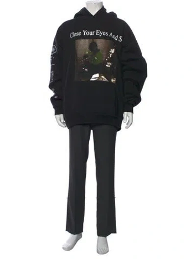 Pre-owned Online Ceramics Graphic Print Crew Neck Hoodie In Black