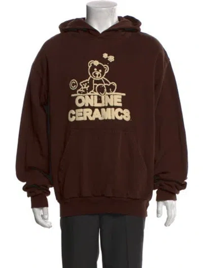 Pre-owned Online Ceramics Graphic Print Crew Neck Hoodie In Brown