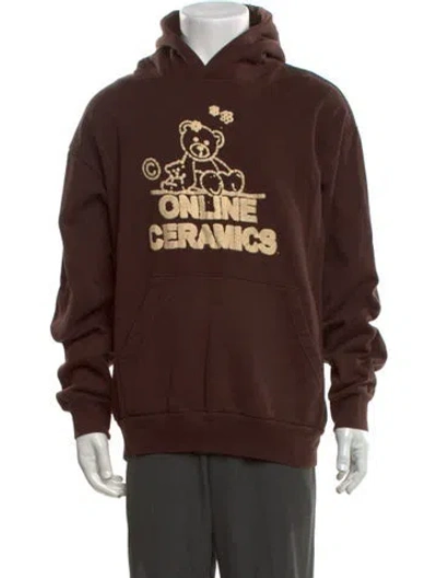 Pre-owned Online Ceramics Graphic Print Crew Neck Hoodie In Brown
