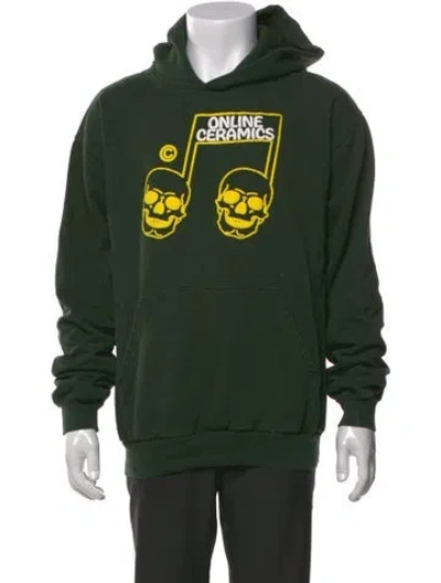 Pre-owned Online Ceramics Graphic Print Crew Neck Hoodie In Green
