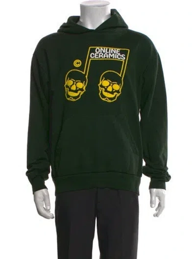 Pre-owned Online Ceramics Graphic Print Crew Neck Hoodie In Green