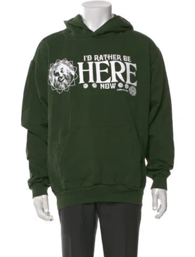 Pre-owned Online Ceramics Graphic Print Crew Neck Hoodie In Green