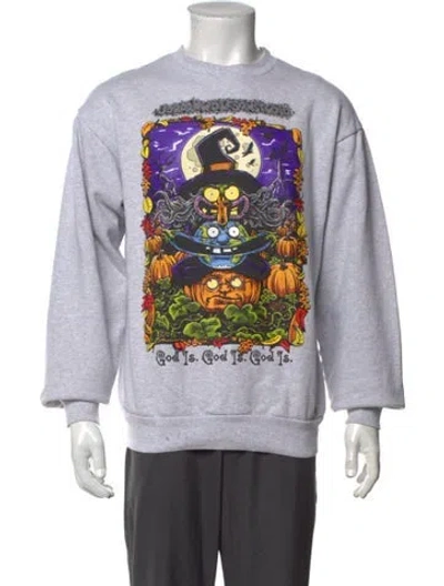Pre-owned Online Ceramics Graphic Print Crew Neck Pullover In Grey